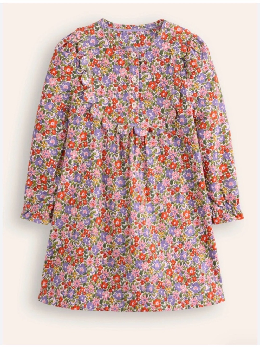 Mini Boden Norah Scallop Cord Dress
Aster Purple Flowerbed, 2-3y